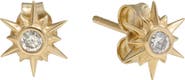 Awe Inspired 14k Gold Diamond Star Stud Earrings