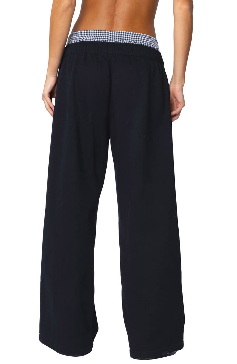EDIKTED Gingham Boxer Detail Sweatpants, Alternate, color, Black