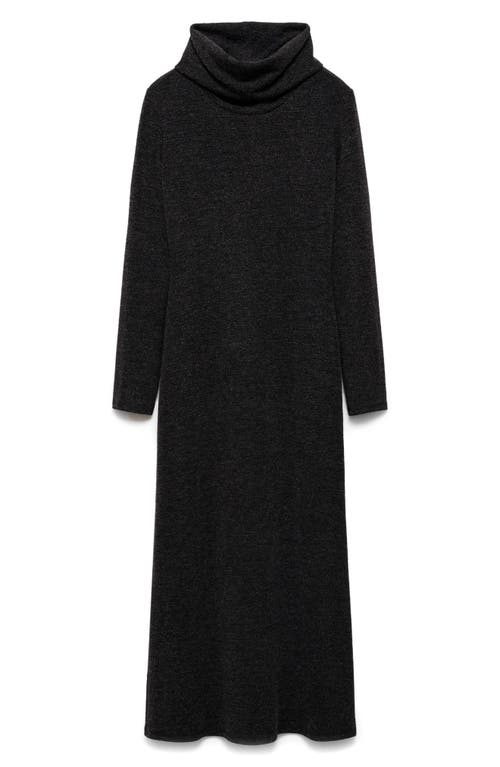Shop Mango Turtleneck Long Sleeve Knit Sweater Dress In Grey
