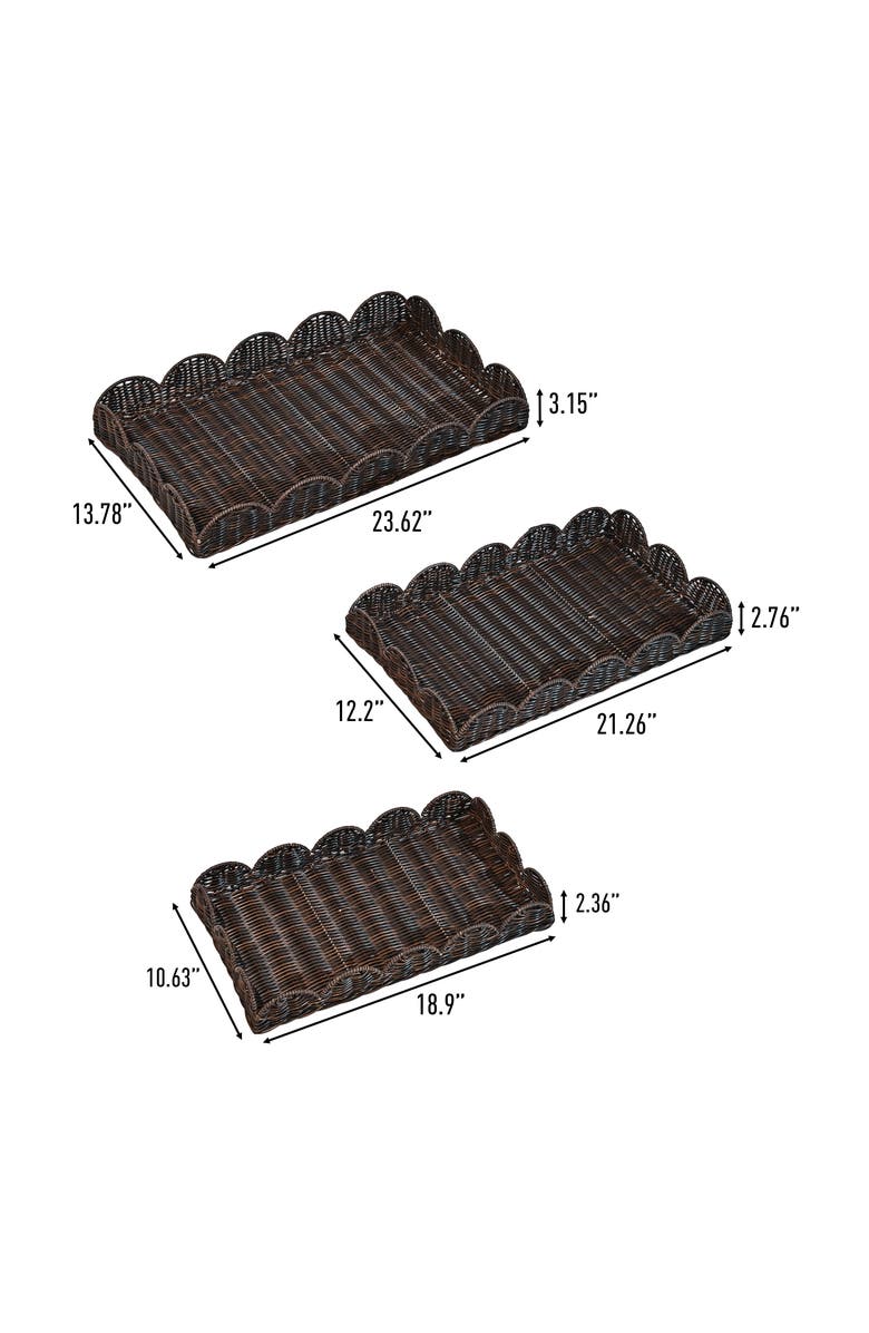 HAPPIMESS Parker Southwestern Cottage Resin Scalloped Rectangular Decorative Serving Trays,, Alternate, color, Dark Brown