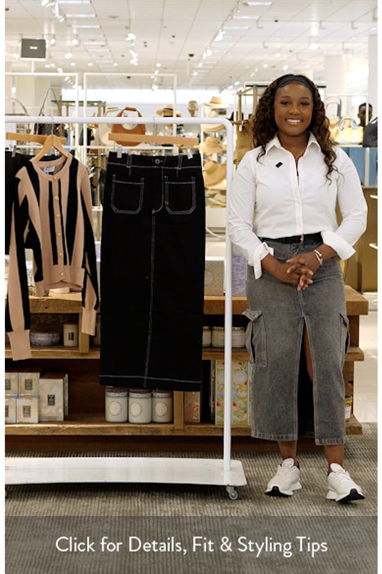 Nikko Topstitch Detail Stretch Cotton Midi Skirt video