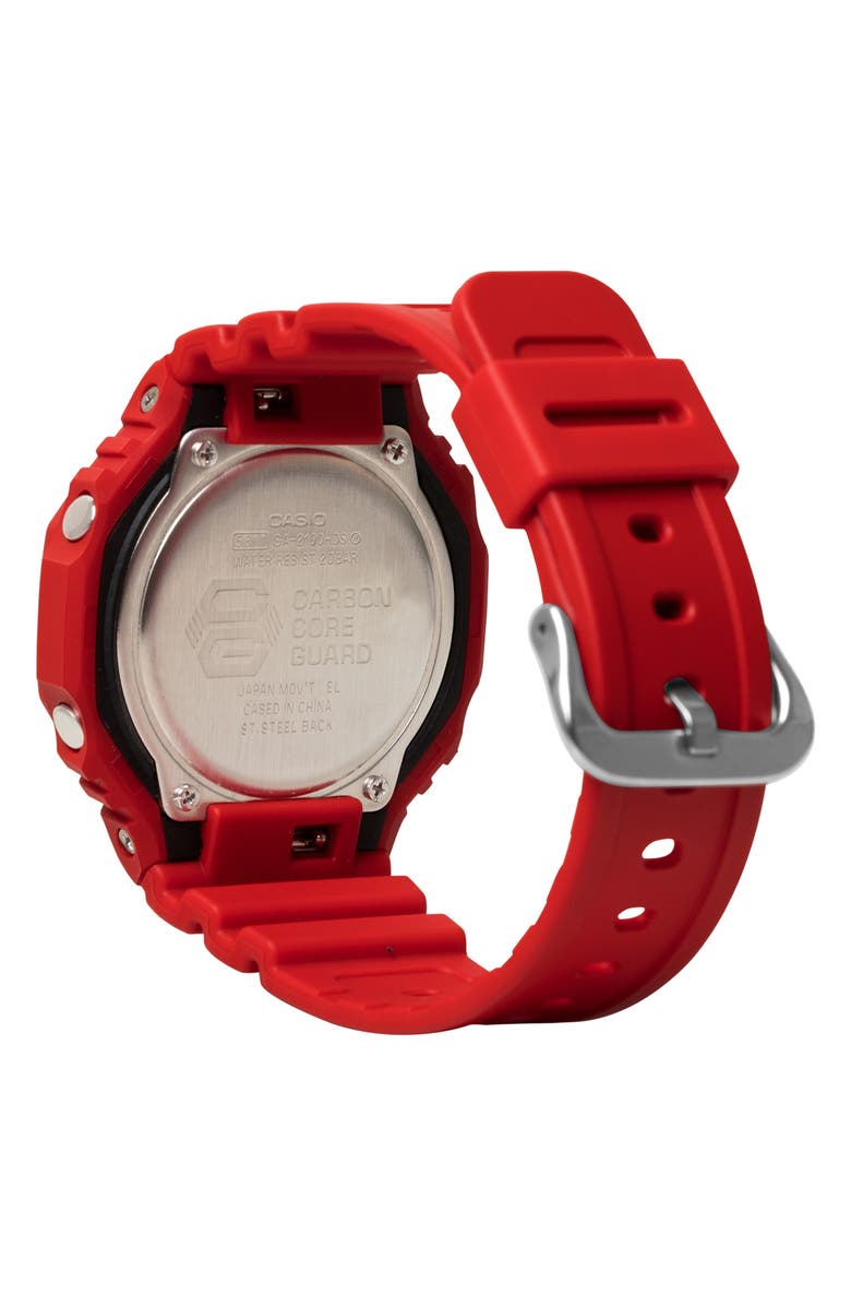 G-SHOCK 5600 Series GA2100RRB-4A Ana-Digi Resin Strap Watch, 48.5mm x 45.4mm, Alternate, color, Red