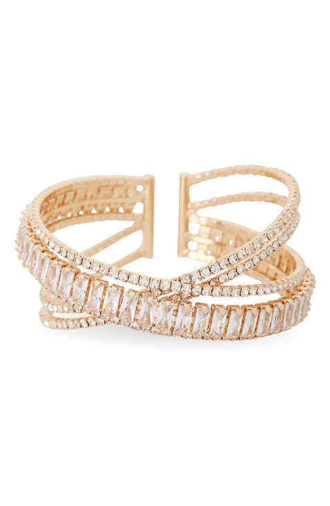 Crystal Crossover Cuff Bracelet