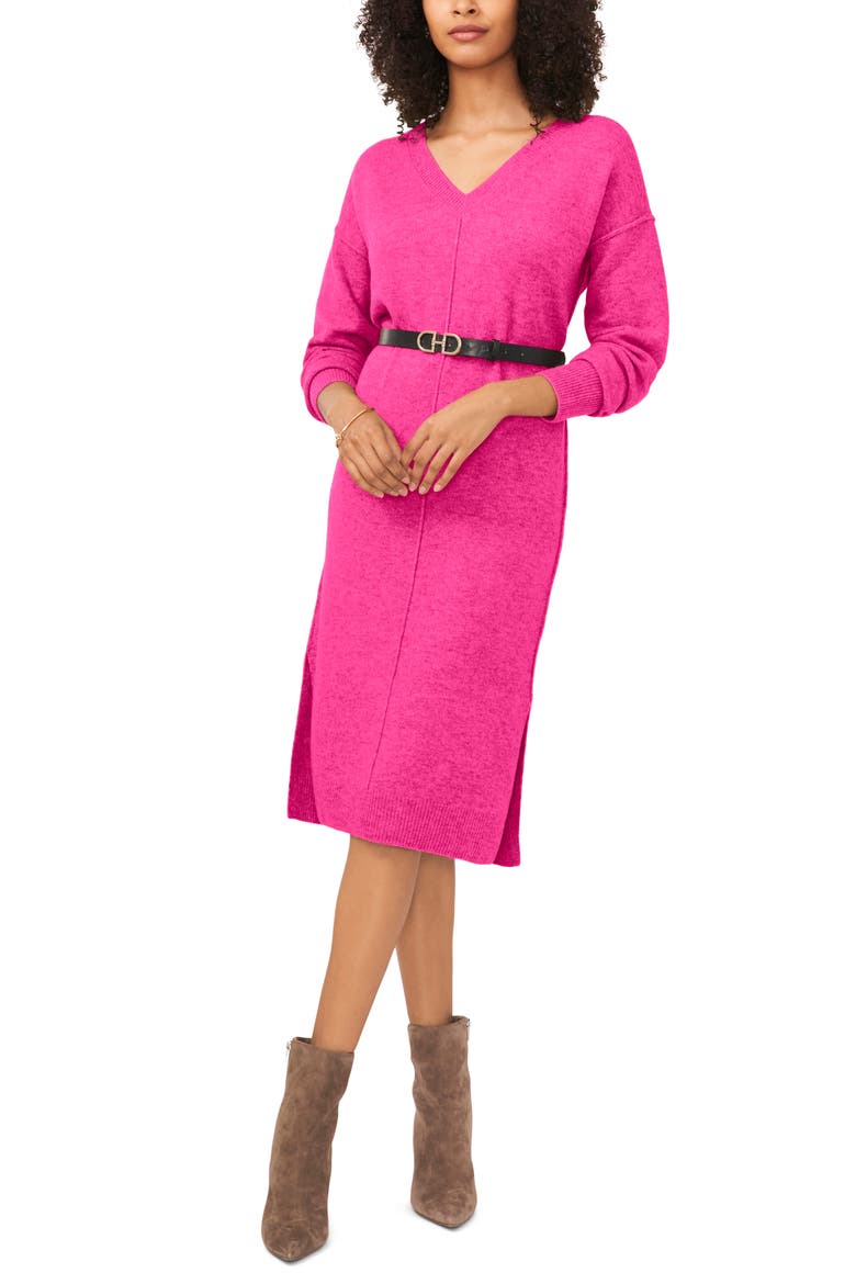 Exposed Seam Long Sleeve Sweater Dress, Alternate, color, PARADOX