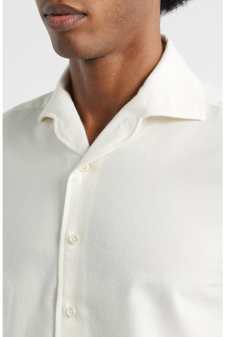 Slim Fit Camp Collar Cotton & Cashmere Flannel Button-Up Shirt, Alternate, color, IVORY