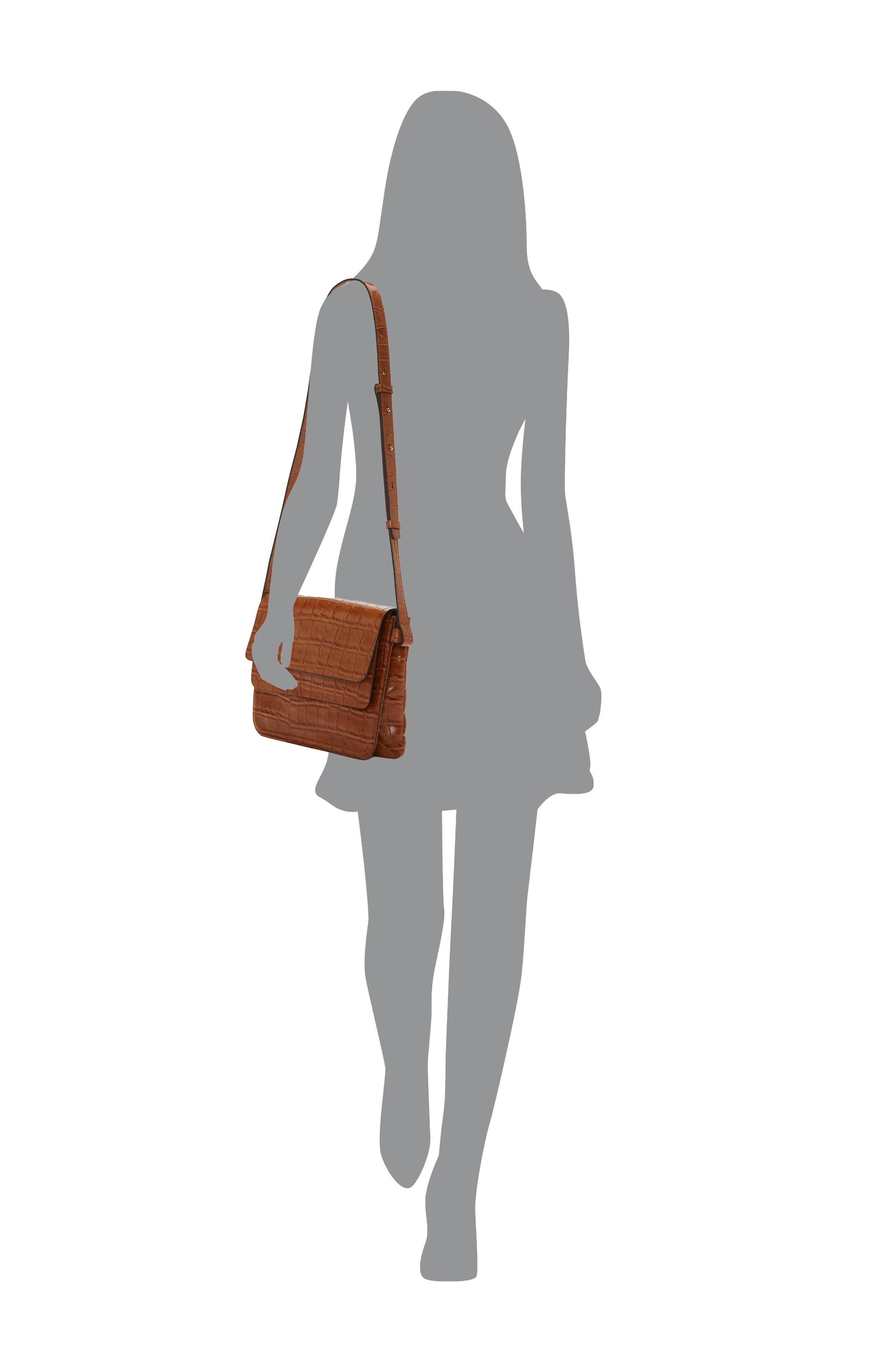 Vince Camuto Boice Croc Embossed Leather Shoulder Bag, Alternate, color, 