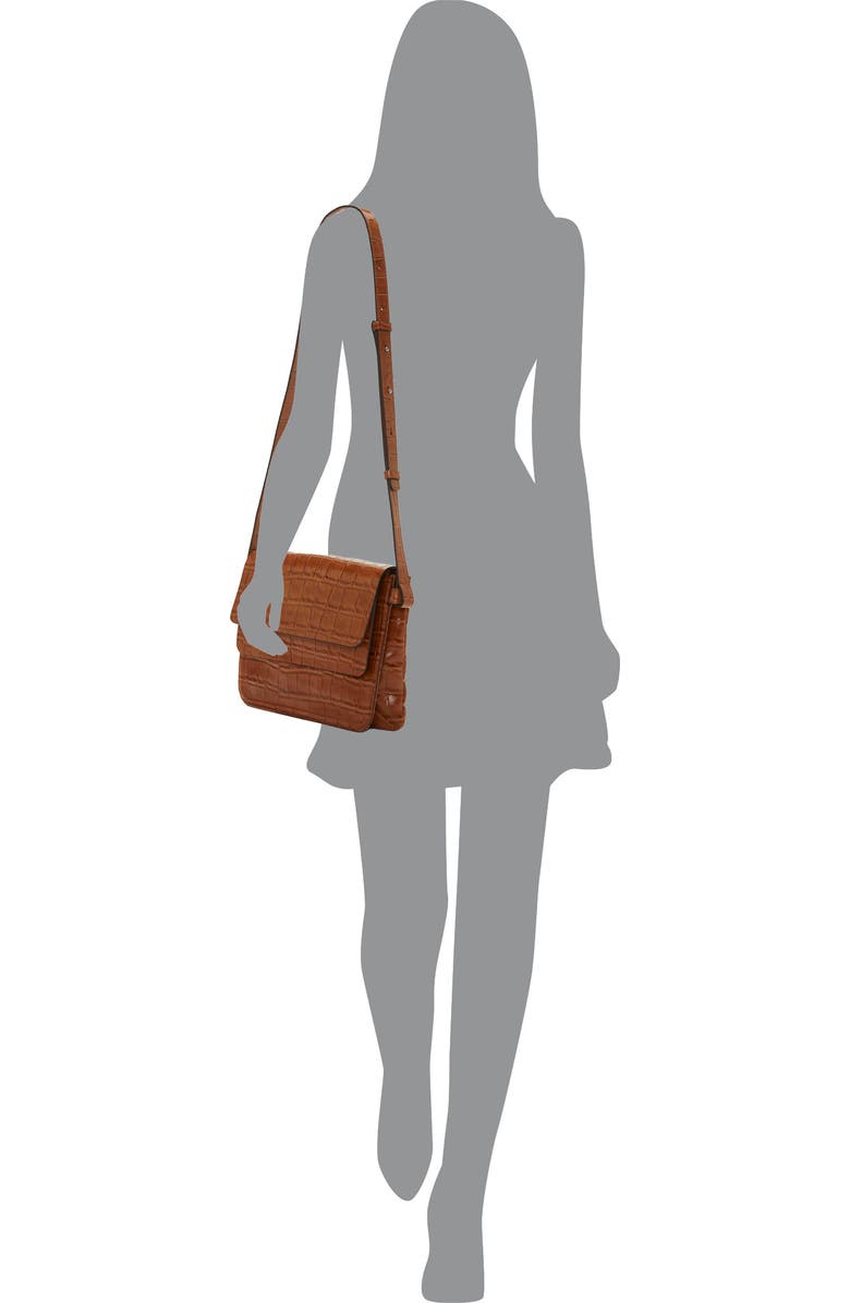 Vince Camuto Boice Croc Embossed Leather Shoulder Bag, Alternate, color,