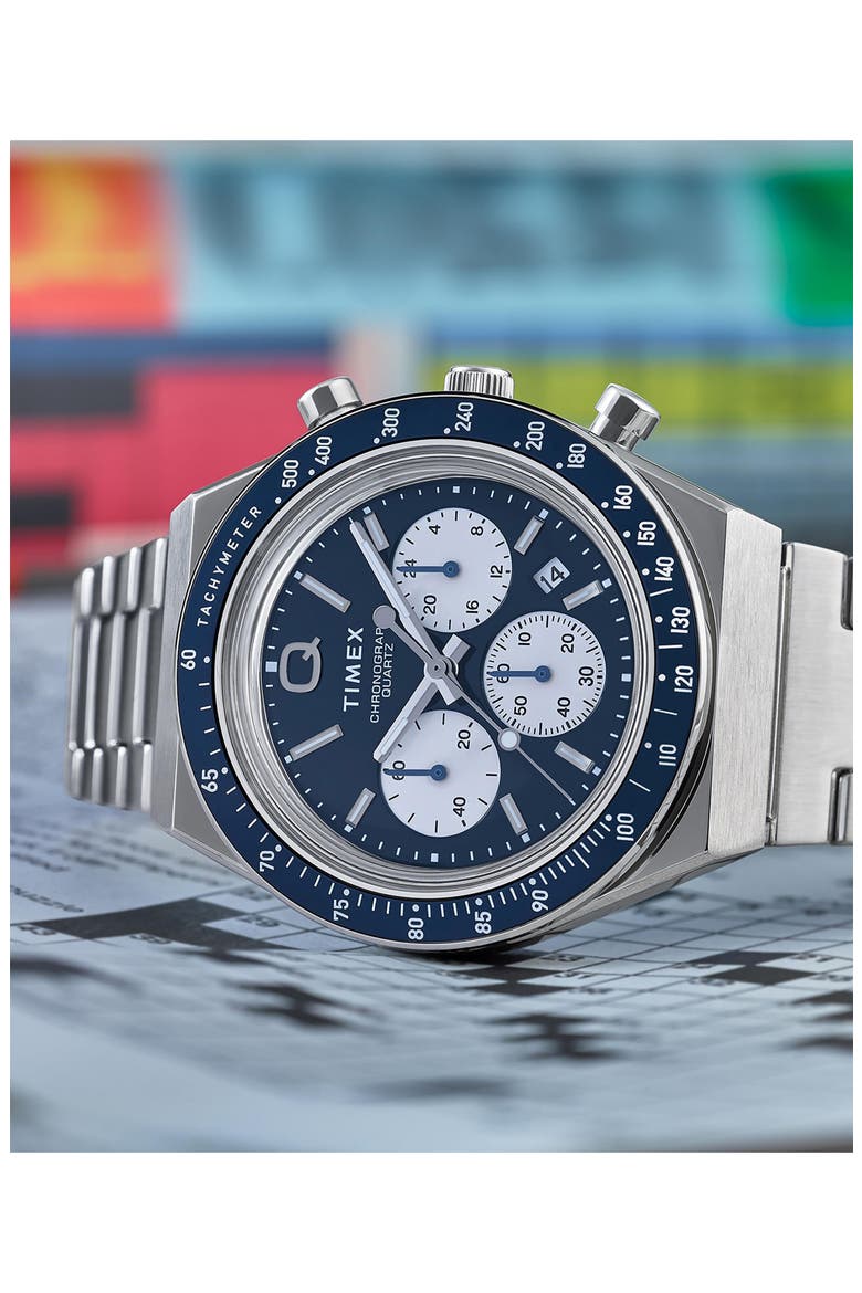 Q Timex Chronograph Bracelet Watch, 40mm, Alternate, color, STAINLESS STEEL