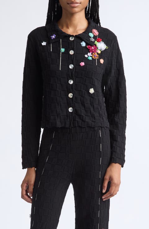 Floral Check Organic Cotton Shrunken Jacket
