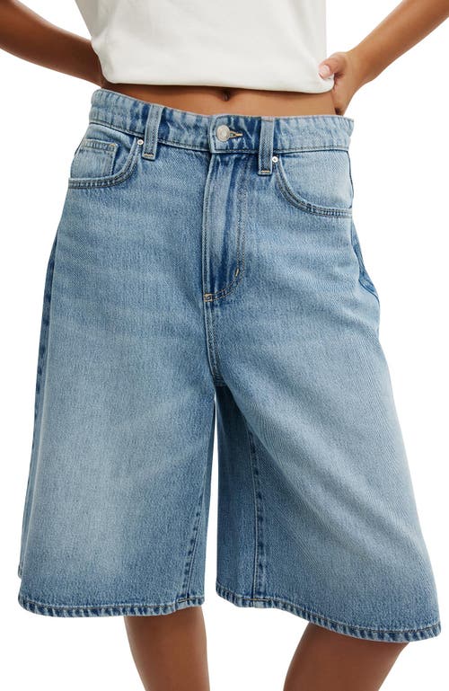 Cotton On Lyocell Wide Denim Jort In Blue Cove