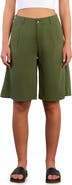 HINT OF BLU Chill Pleated Mid Rise Denim Bermuda Shorts