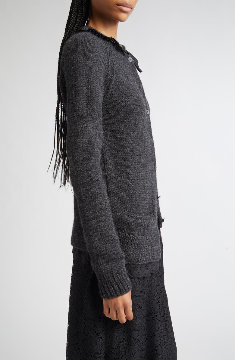 Meruert Tolegen Asymmetric Hand Knit Baby Alpaca Cardigan, Alternate, color, Smoke