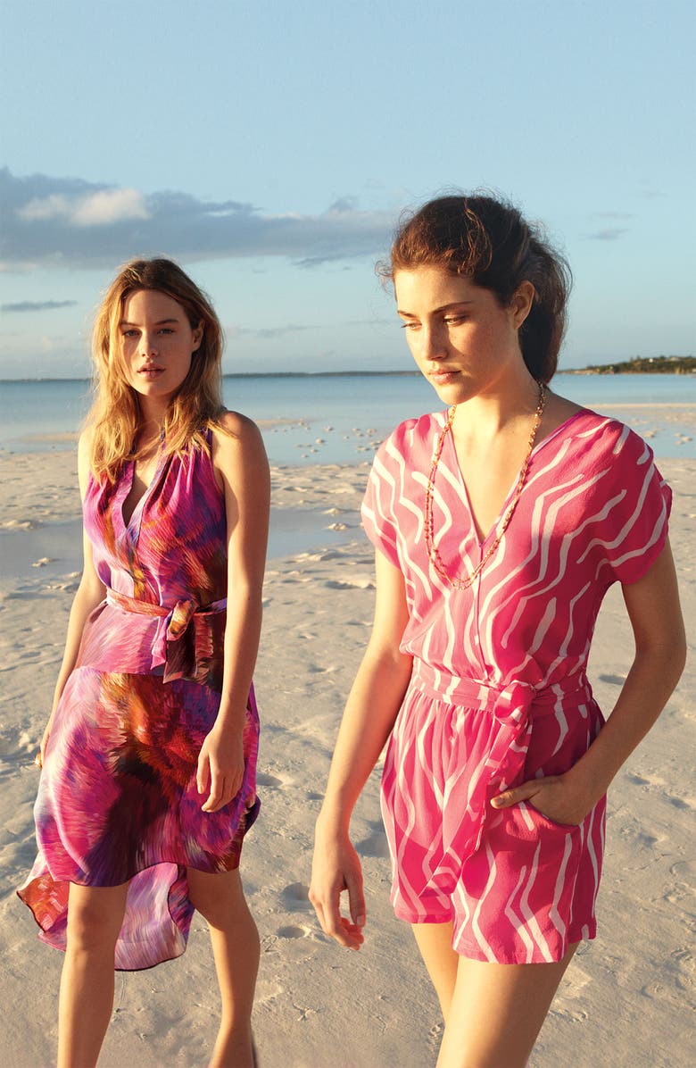 Presley Skye Split Neck Silk Tunic Dress, Alternate, color, 