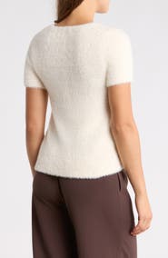 T Tahari Short Sleeve Eyelash Sweater