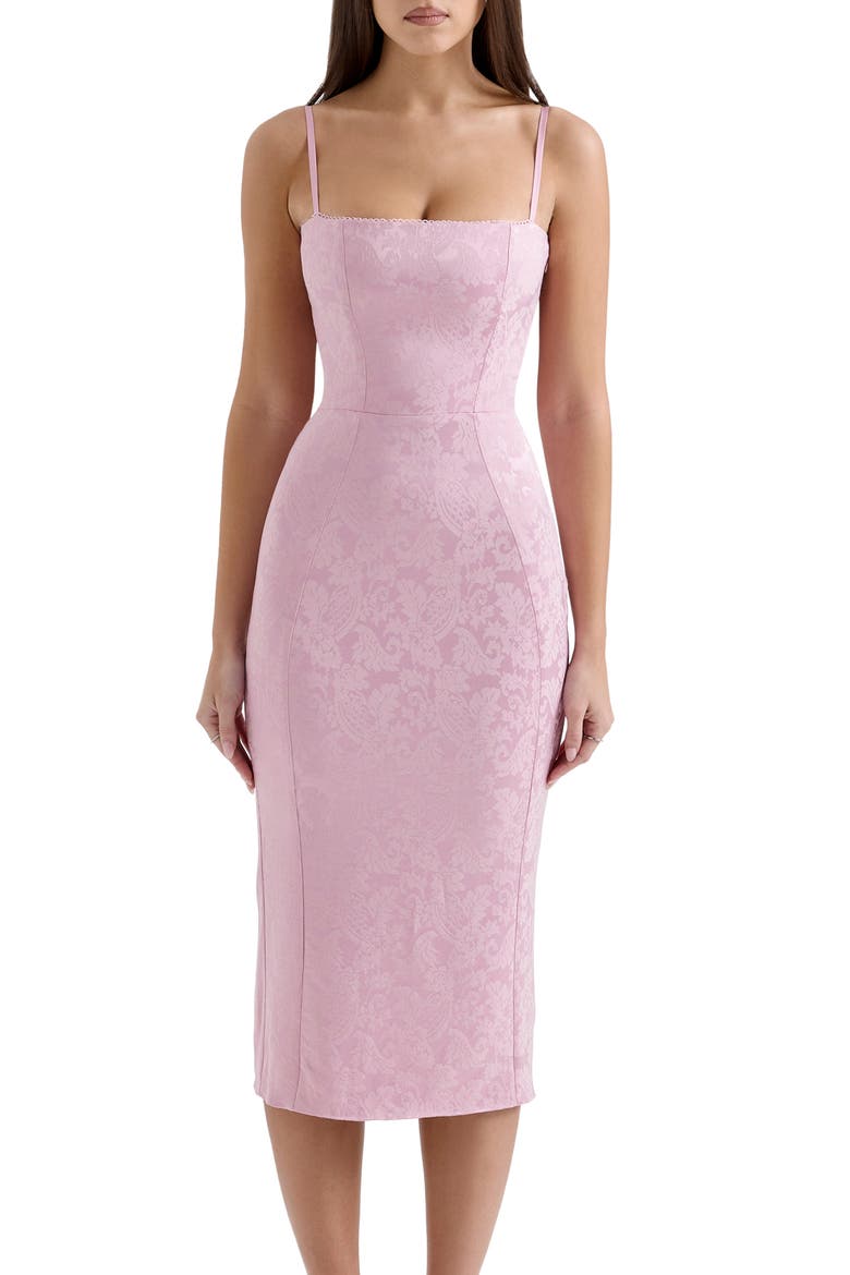 Ophelle Satin Jacquard Dress, Alternate, color, ZEPHYR