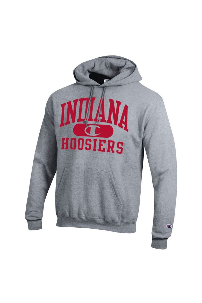 Men's Champion Heather Gray Indiana Hoosiers Arch Pill Pullover Hoodie, Alternate, color, Heather Gray