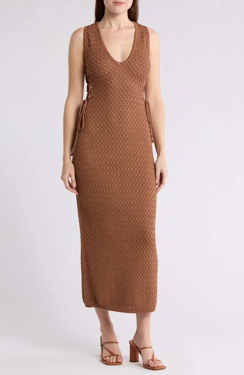 Lush Openwork Side Tie Cover-Up Maxi Dress, Main, color,