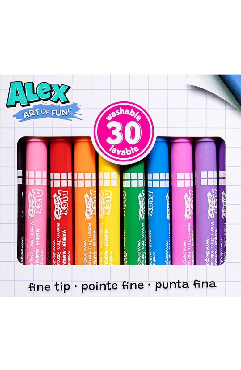 ALEX Art Of Fun Fine Tip Markers 30 Pack, Washable, Kids & Adults, Alternate, color, Multicolored