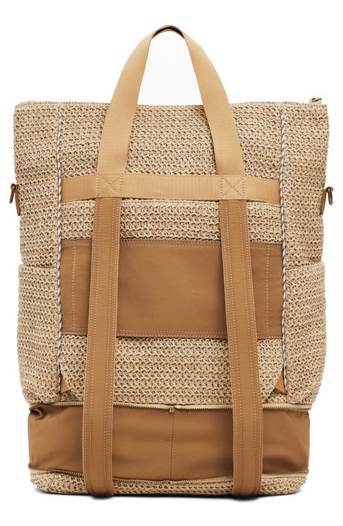 Desigual Big Expandable Straw Backpack In Brown