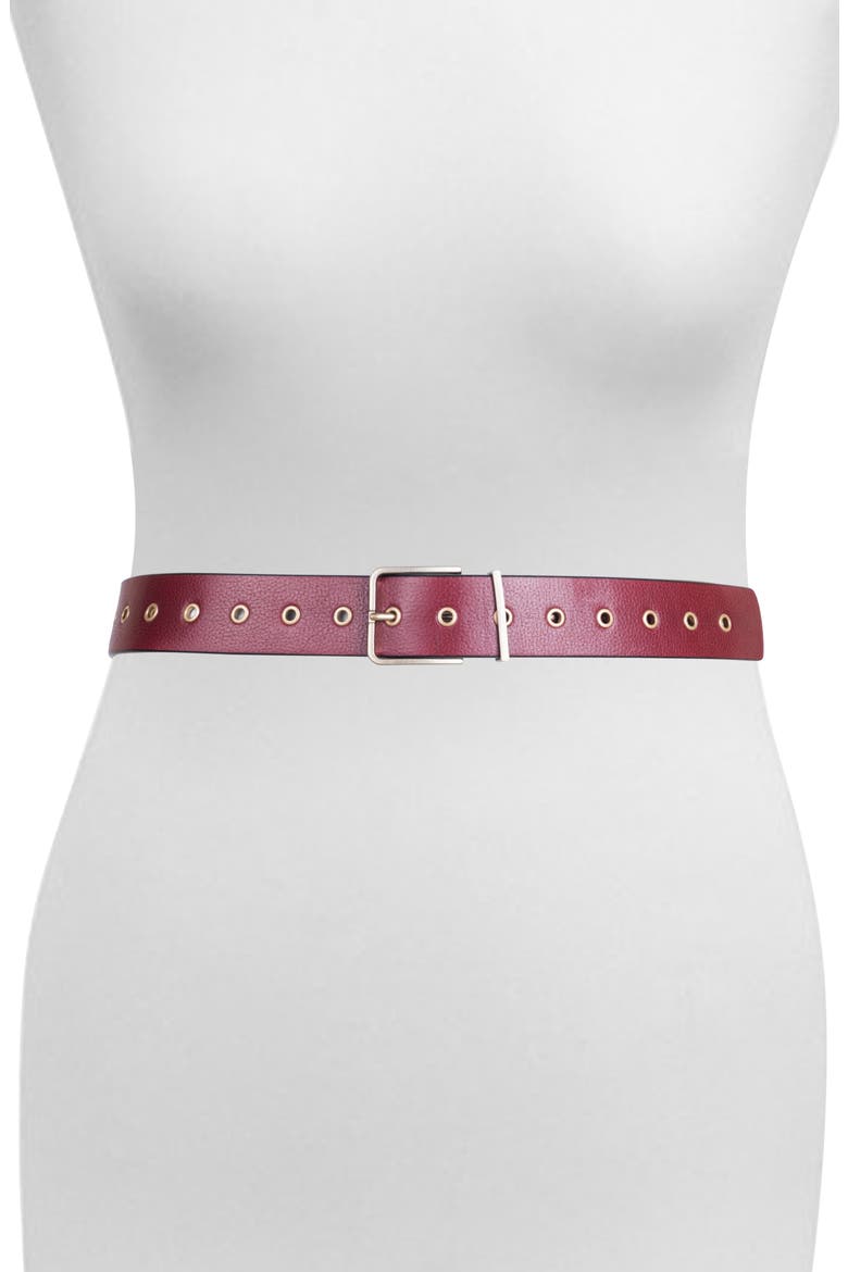 Grommet Leather Belt, Alternate, color, CHERRY OAK WARM BRASS