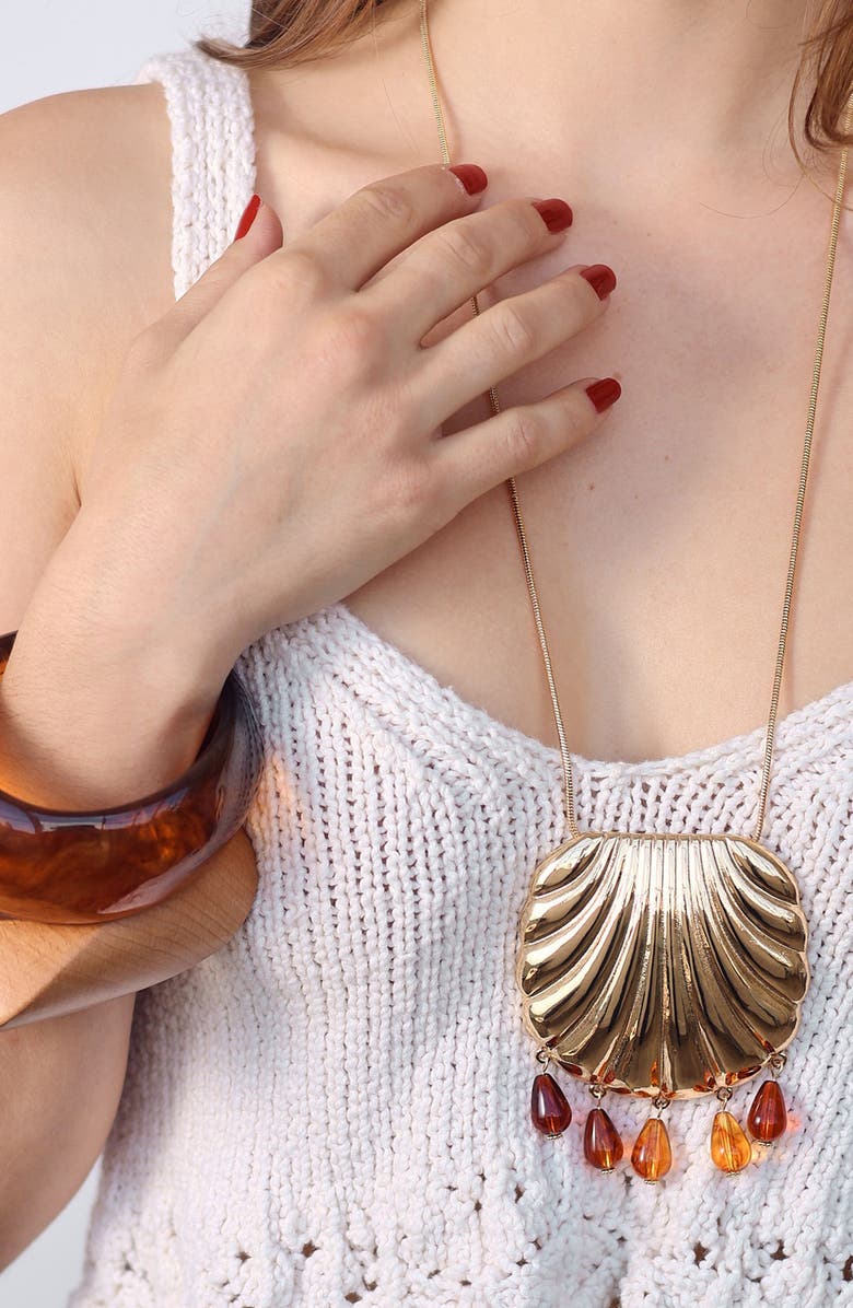 Petit Moments Turner Shell Pendant Statement Necklace, Alternate, color, Gold