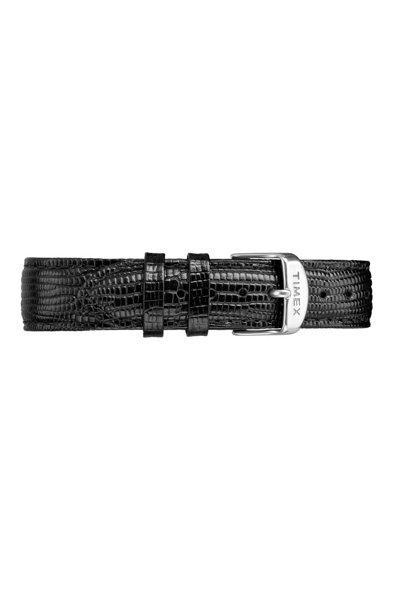 Marlin Leather Strap Watch, 34mm, Alternate, color, BLACK/ SILVER