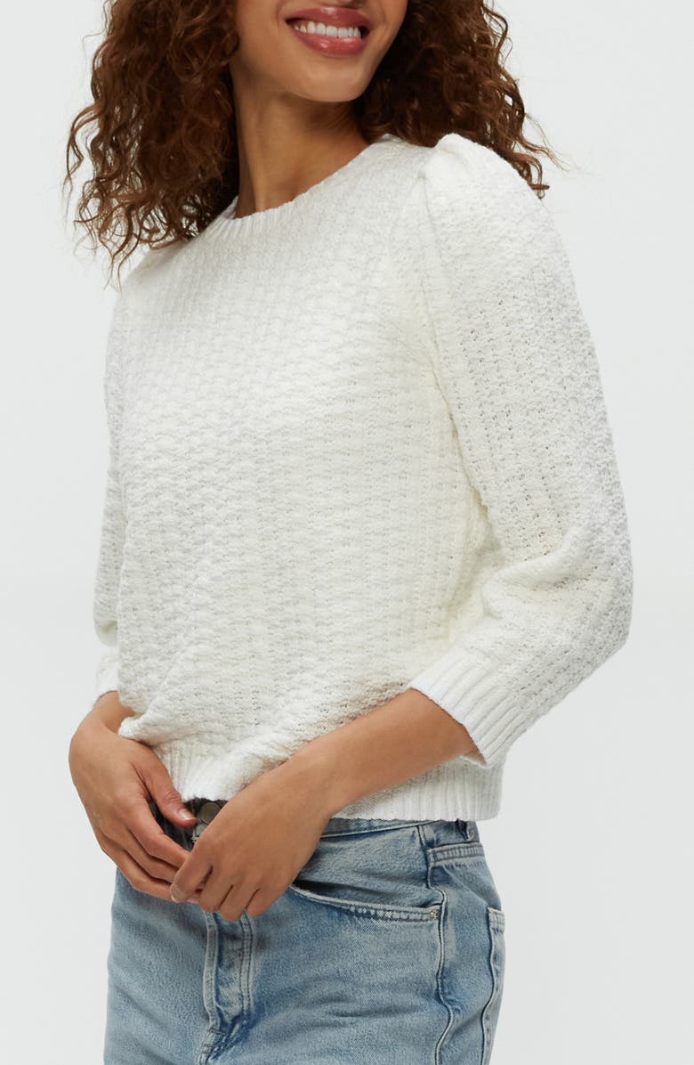 Michael Stars Leonora Tipped Puff Sleeve Cotton Blend Sweater, Alternate, color,