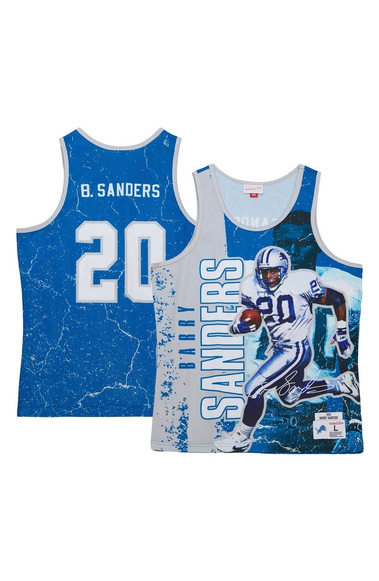 Mitchell & Ness Men's Mitchell & Ness Barry Sanders Blue Detroit Lions 1991 Player Burst Tank Top, Main, color, Blue