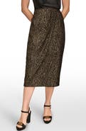 Donna Karan New York Metallic Burnout Faux Wrap Skirt