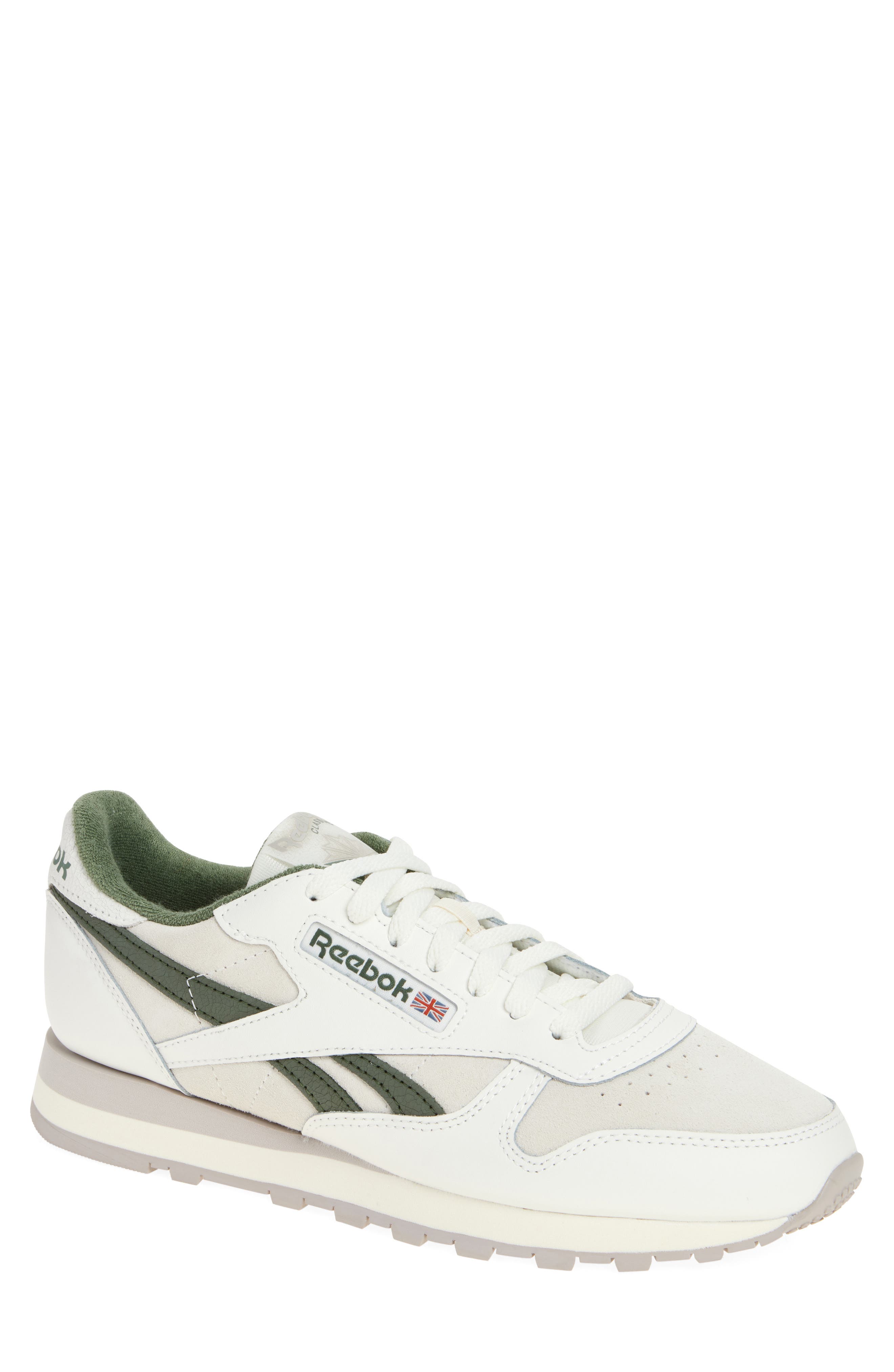 Reebok Classic Leather Sneaker, Main, color, Chalk/ Chalk/ Breakaway Green
