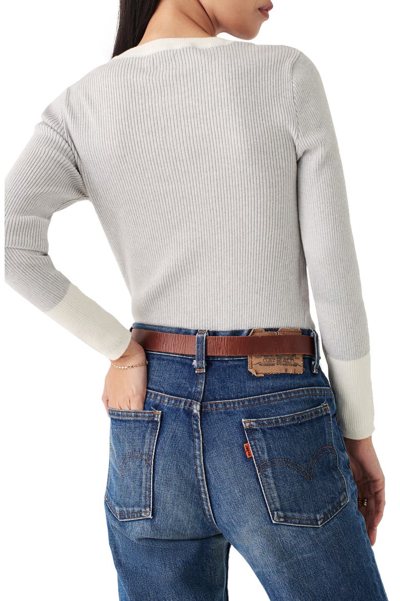Mikki Organic Cotton & Cashmere Henley Sweater, Alternate, color, NEUTRAL COLORBLOCK