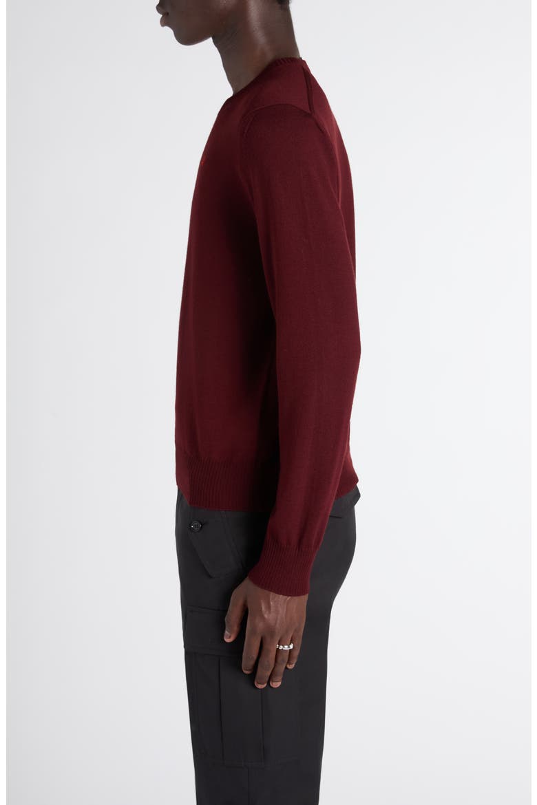 Embroidered Skull Wool Crewneck Sweater, Alternate, color, OXBLOOD - FIERY RED