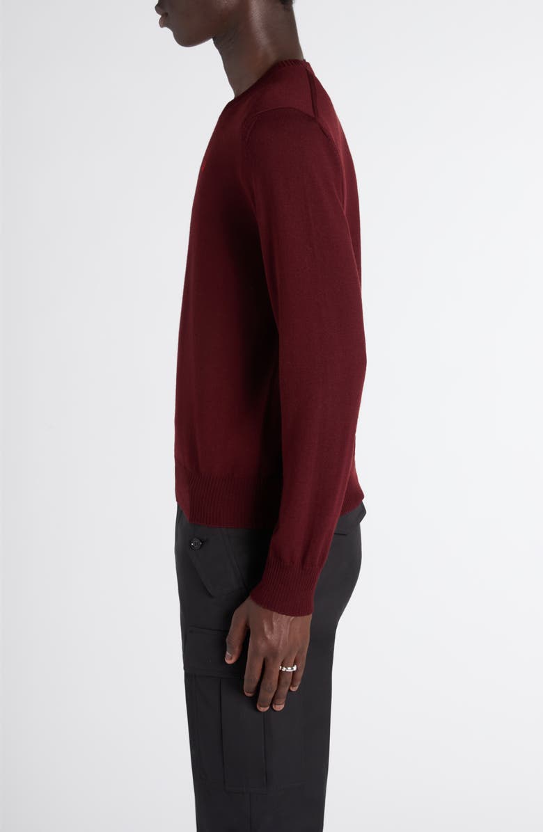 McQueen Embroidered Skull Wool Crewneck Sweater, Alternate, color, Oxblood - Fiery Red