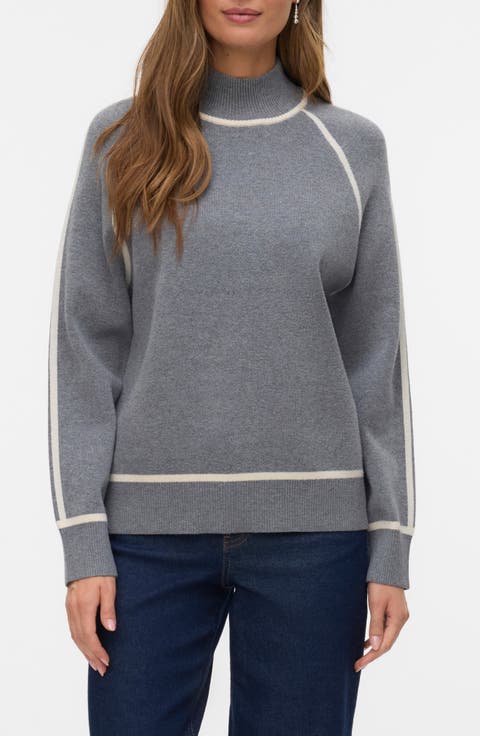 Mock Neck Raglan Sleeve Sweater