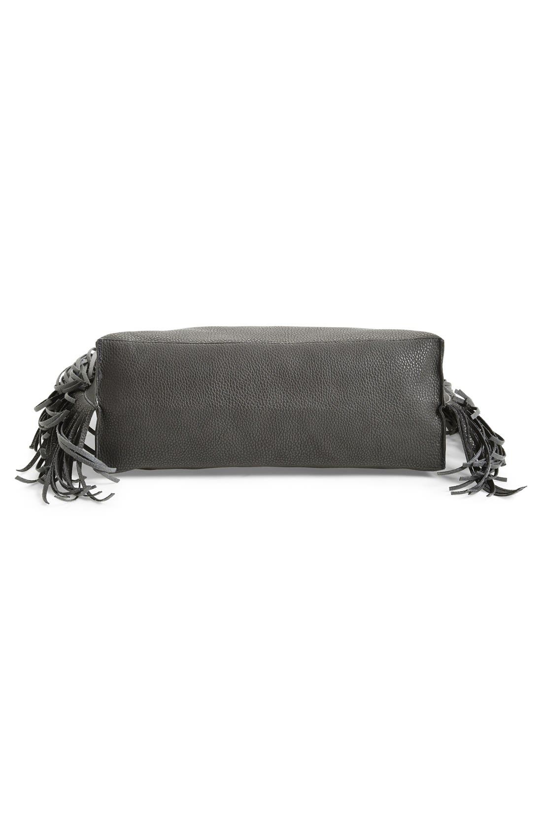 Faux Suede Fringe Tote, Alternate, color, GREY CHARCOAL