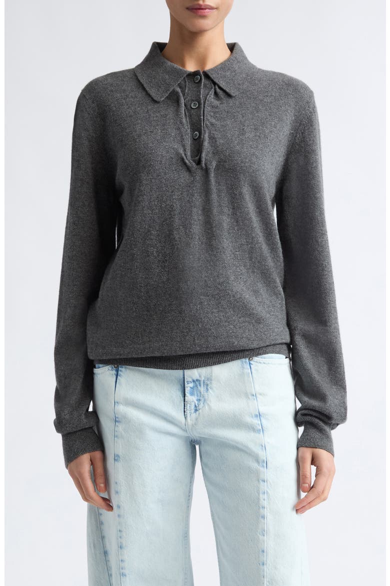 Twist Wool Polo Sweater, Main, color, MEDIUM GREY