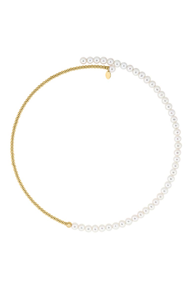 14K Yellow Gold 4.5mm Freshwater Pearl Beaded Choker Necklace, Main, color, GREEN