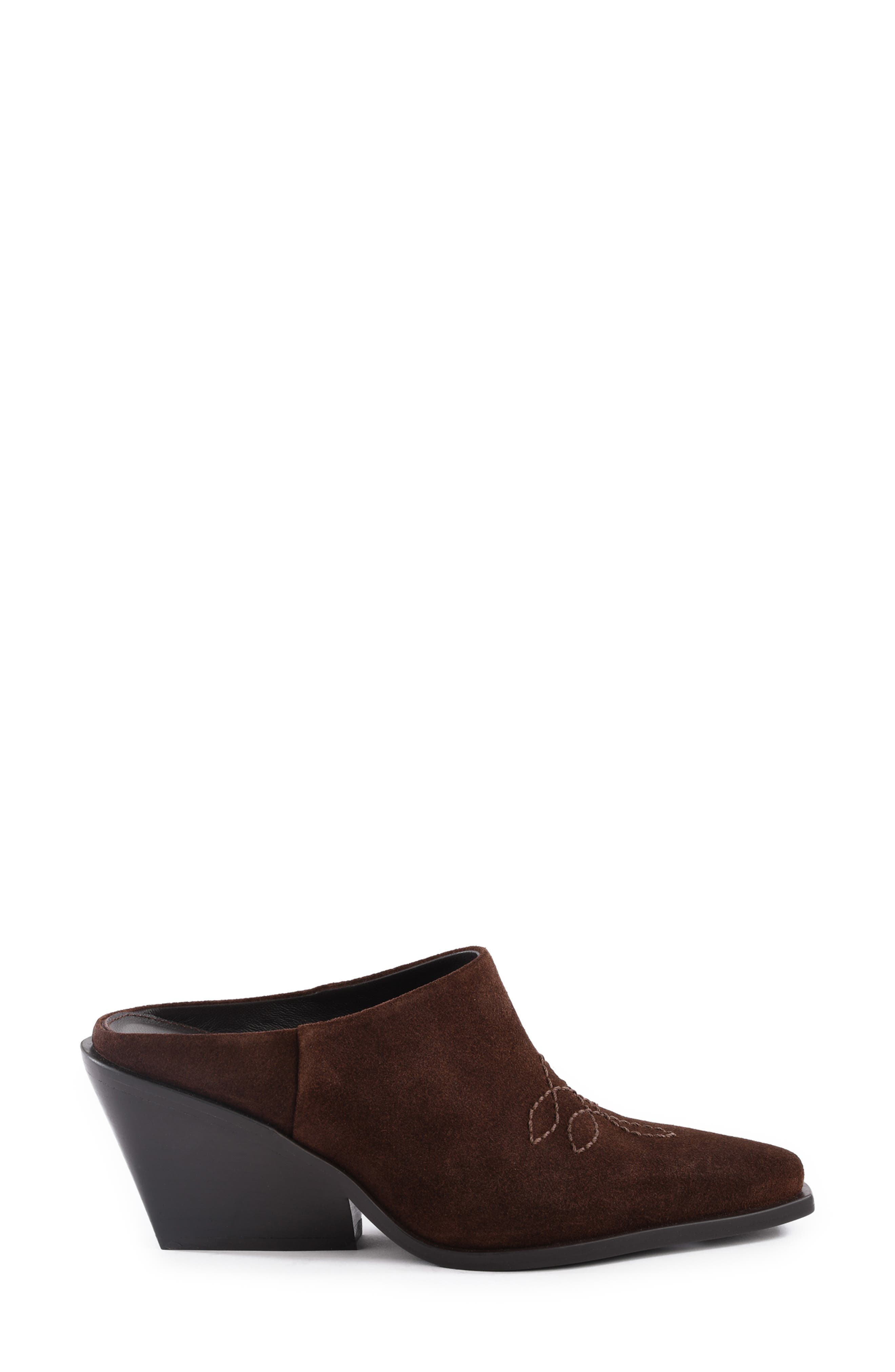 Seychelles Spirit Pointed Toe Mule, Alternate, color, Dark Brown Suede