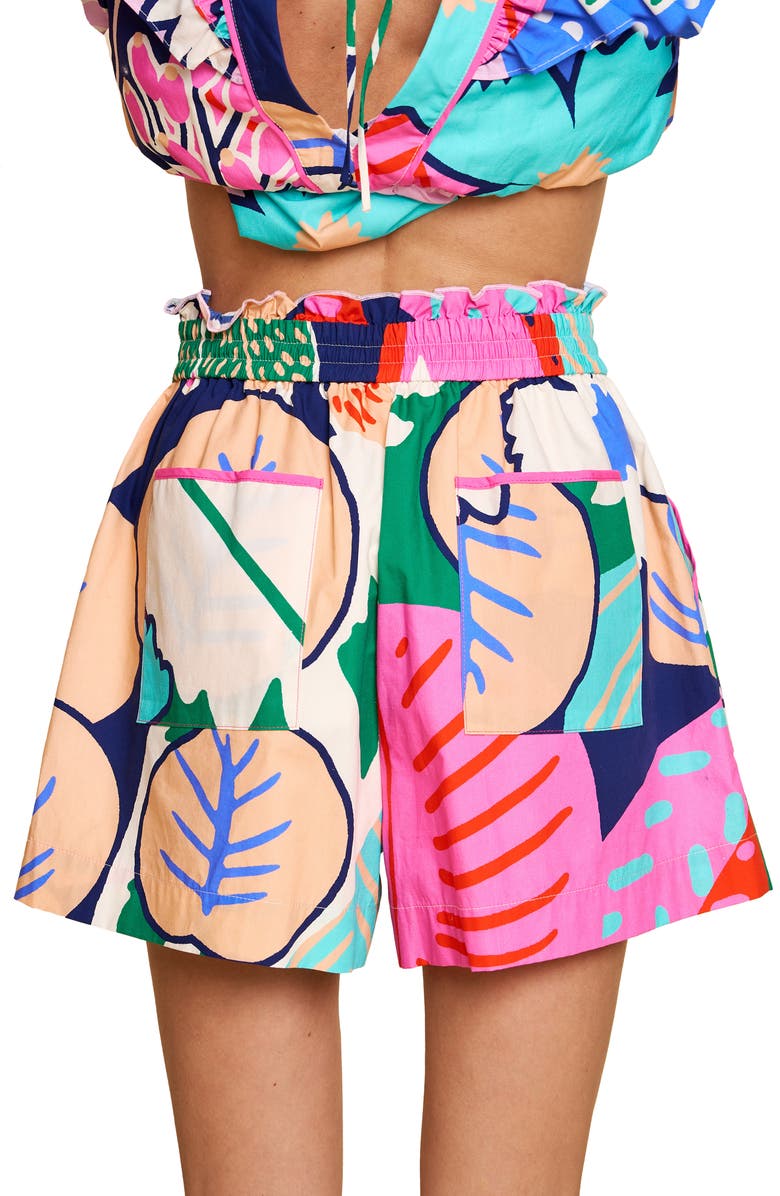 CIEBON Kaiya Print Drawstring Cotton Shorts, Alternate, color, 