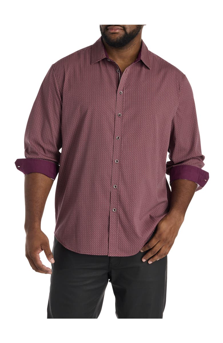 Synrgy by DXL Big & Tall Micro Print Sport Shirt, Main, color, Burgundy