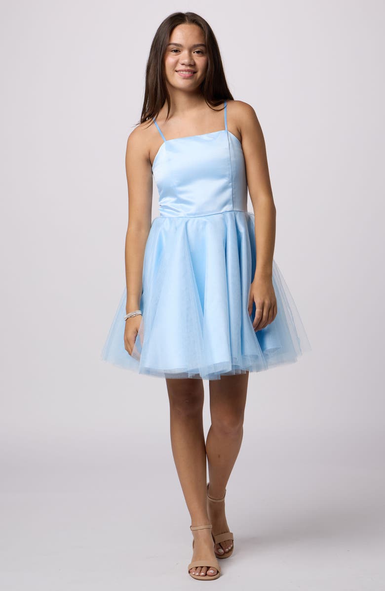 Un Deux Trois Kids' Satin & Tulle Fit & Flare Dress, Main, color, 