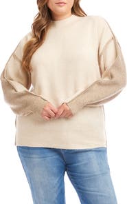 Karen Kane Colorblock Mock Neck Sweater