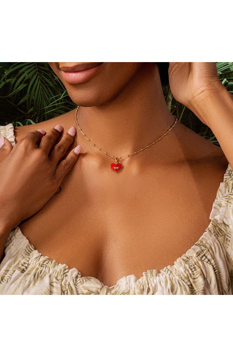 Karma and Luck Steadfast Loyalty - Evil Eye Diamond Heart Charm Necklace, Alternate, color, Gold/Red