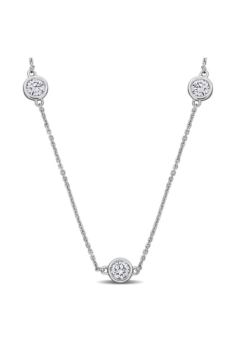 Lab-Grown Diamond Station Necklace 14k, Main, color, White Gold