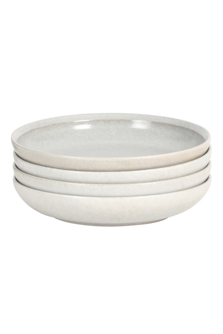 Beckett 4-Piece Stoneware Shallow Pasta Bowls Set, Microwave & Dishwasher Safe, Main, color, Black