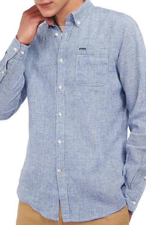Linton Tailored Fit Check Linen Button-Down Shirt