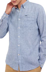 Barbour Linton Tailored Fit Check Linen Button-Down Shirt