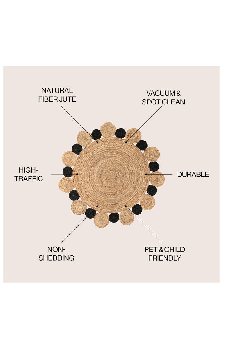 JONATHAN Y Ayana Two-Tone Jute Hippy Circle Round Area Rug, Alternate, color, Natural/Black