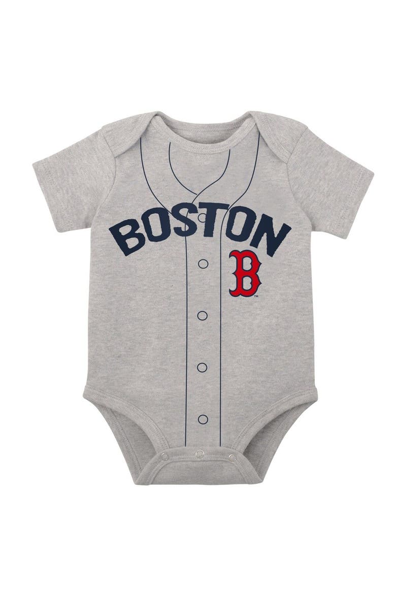 Infant White/Heather Gray Boston Red Sox Two-Pack Little Slugger Bodysuit Set, Alternate, color, White