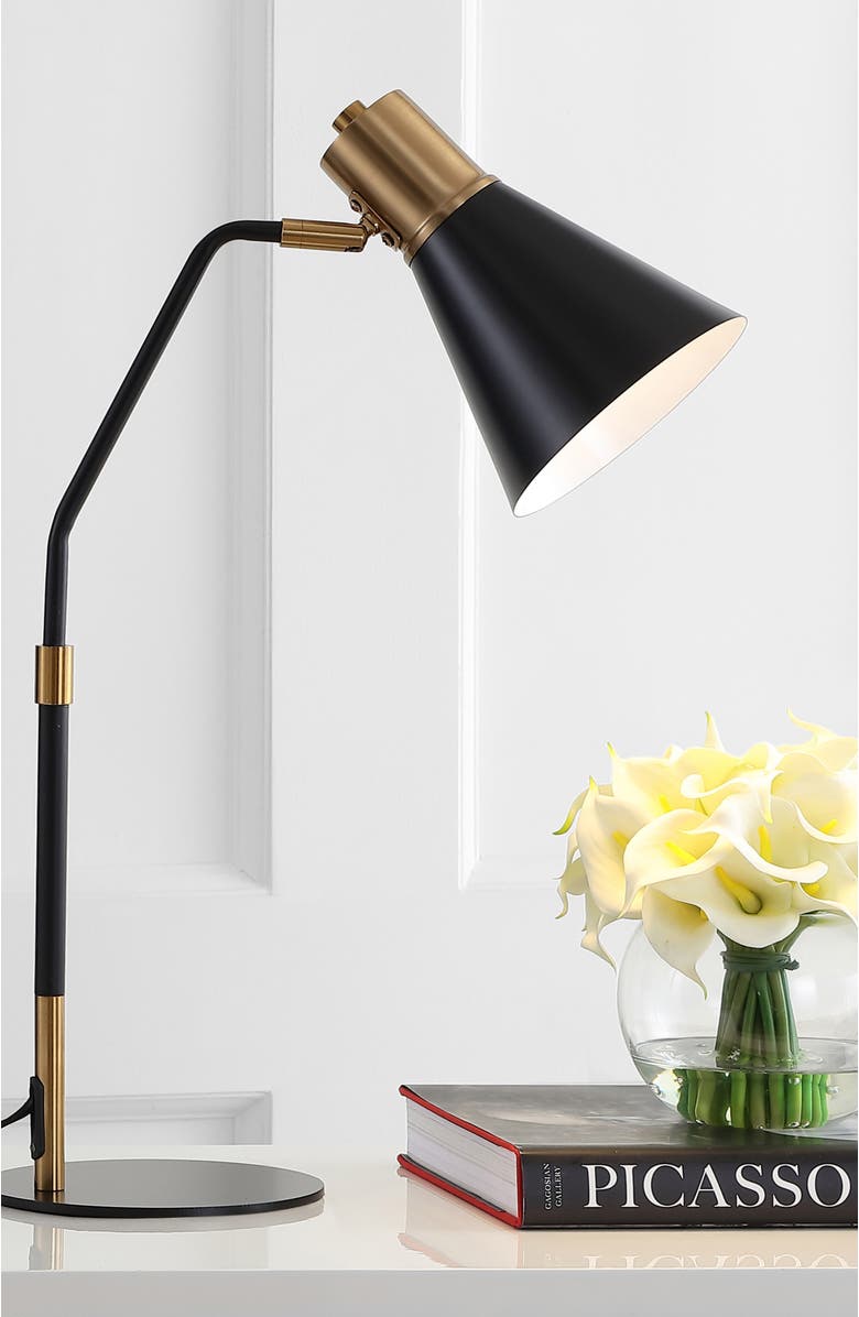 JONATHAN Y Apollo 22.5" Metal LED Task Lamp, Black/Brass Gold, Alternate, color, Black/Brass Gold